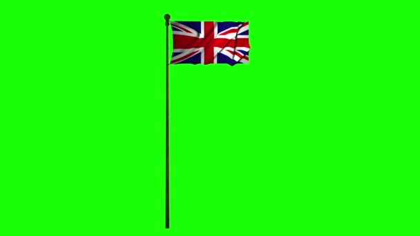 Britská Animační Vlajka Animace Zelená Obrazovka Animace Království Vlajka Království — Stock video