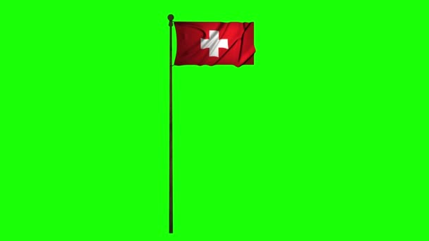 Zwitserland Animatie Vlag Animatie Groen Scherm Animatie Zwitserland Video Vlag — Stockvideo