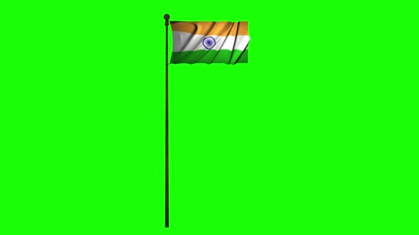 Indien Animation Flagga Animation Grön Skärm Animation Indien Viftande Flagga — Stockvideo