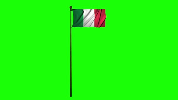 Italien Animation Flagge Animation Green Screen Animation Italien Flagge Schwenken — Stockvideo