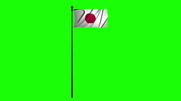 Japonsko Animace Vlajka Animace Zelená Obrazovka Animace Japonsko Video Příznak — Stock video