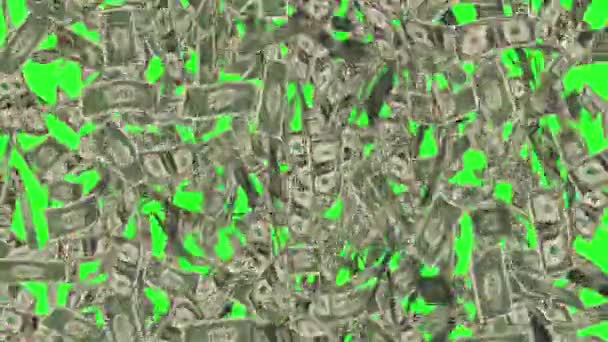 Green Screen Dollar Bills Rain High Density Effects Animation Money — Stock Video