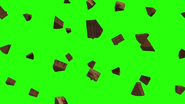 Grön Skärm Bit Choklad Tårta Faller Mat Bageri Paj — Stockvideo
