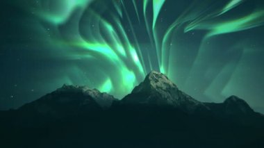 Aurora borealis kuzey ışıkları manzara dağları refleks suyu