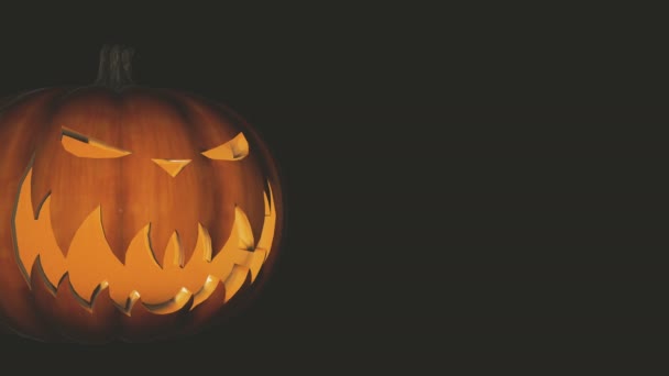 Calabaza Girando Fondo Oscuro Animación Halloween — Vídeo de stock
