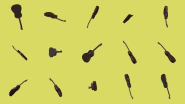 Zine kültürü kolaj gitarları komik döngü arkaplan 3d animasyon