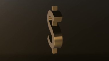 Altın sembollü Amerikan doları 3D dönüşümlü.