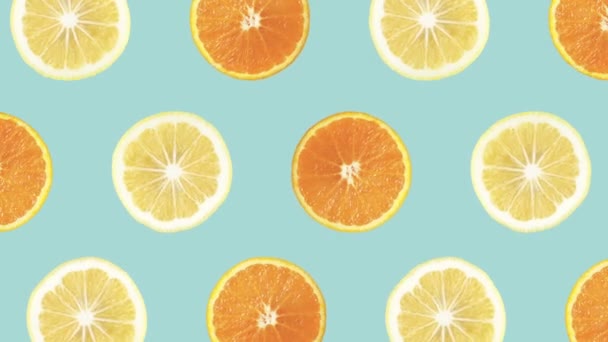 ジンコラージュ柑橘類最小レモンオレンジパステル4K背景 — ストック動画