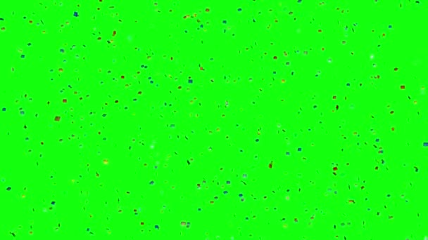 Green Screen Rain Colorful Confetti Birthday Celebration — Stock Video