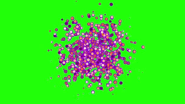 Particules d'écran vert mini boules violet bulle animation 