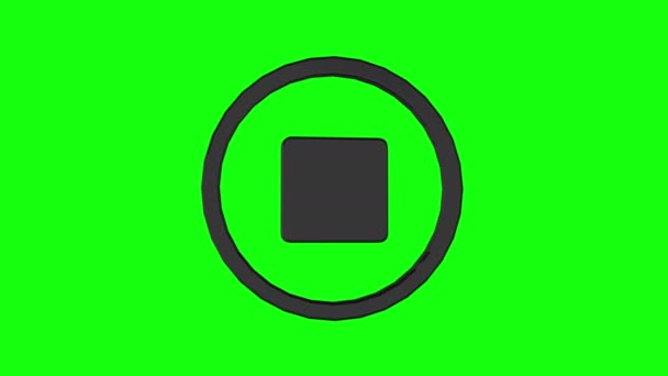 Значок Зеленого Экрана Кнопка Воспроизведения Стоп Старт Loop Анимация — стоковое видео