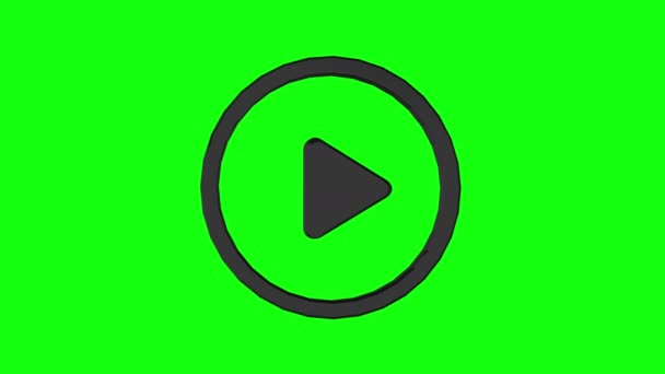 緑色の画面のシンボルボタン再生停止ループ3D — ストック動画