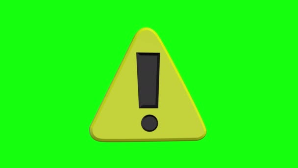 Green Screen Yellow Warning Sign Caution Loop — Stock Video