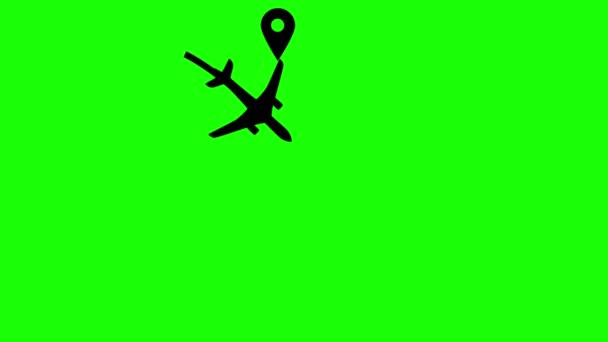 緑の画面平面Gpsルート旅行飛行アニメーション — ストック動画