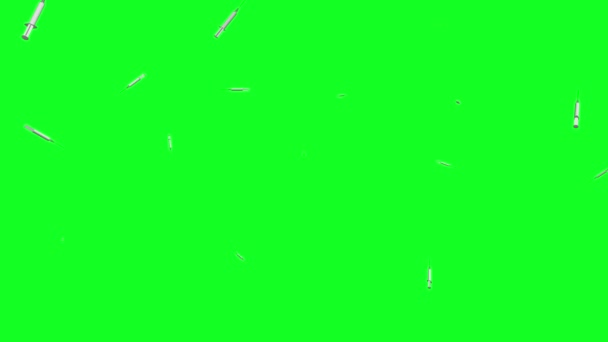 Verde Pantalla Caída Jeringa Lluvia — Vídeos de Stock