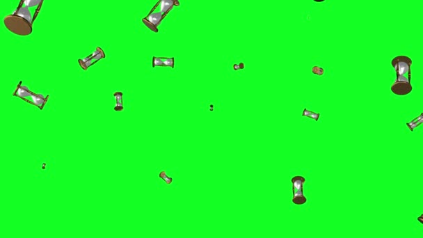Schermo Verde Pioggia Clessidra Cadendo Sandglass Tempo Animazione — Video Stock