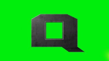 Yeşil ekran metalik alfabe harfi Q lazer animasyonu