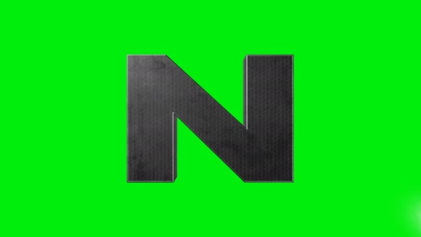 緑の画面アルファベット文字 Nレーザーアニメーション — ストック動画