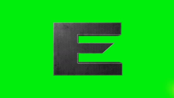 緑の画面の金属アルファベット文字 Eレーザーアニメーション — ストック動画