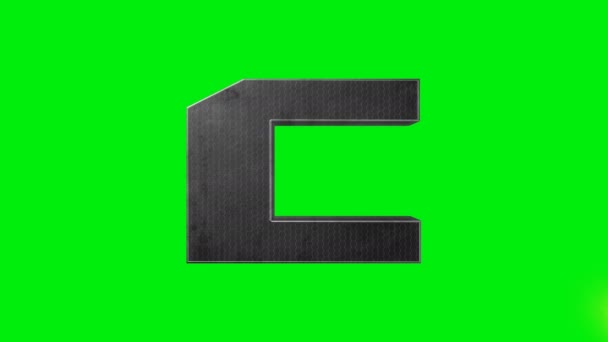 緑の画面の金属アルファベット文字Cレーザーアニメーション — ストック動画