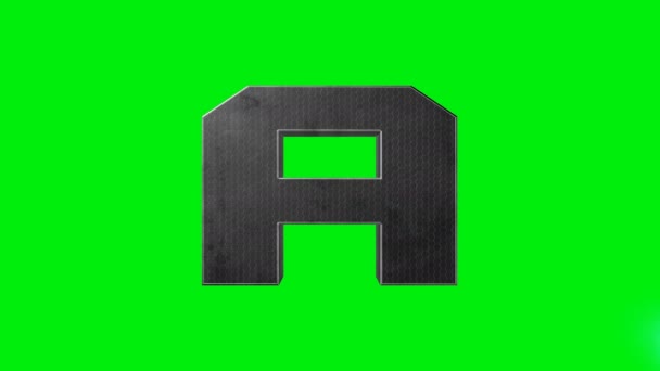 緑の画面の金属アルファベット文字レーザーアニメーション — ストック動画