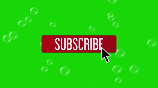 Green Screen Subscribe Button Bubble Animation — Stockvideo