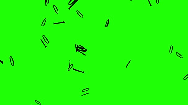 Números Lluvia Pantalla Verde Números Lluvia Binarios Números Caída Pantalla — Vídeo de stock