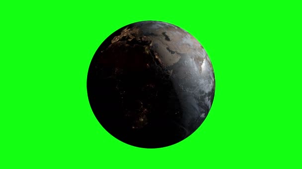 地球3Dループ地球3Dループ緑の画面3Dループ地球回転地球回転緑の画面回転地球昼夜緑の画面世界地球惑星地球緑の画面惑星昼夜 — ストック動画
