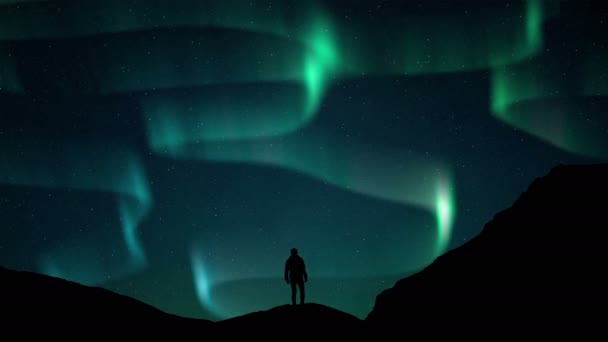 Północne Światła Islandia Aurora Borealis Norwegia Kanada Finlandia Snow Mountain — Wideo stockowe