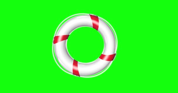 动画3D救生圈航海救生救生员绿色荧幕彩色键 — 图库视频影像
