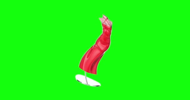 Animace Figurína Mannekin Trup Samice Šaty Zelená Obrazovka Chroma Klíč — Stock video