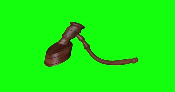 Κινούμενα Σχέδια Δίκαιο Δικαστήριο Ξύλο Σφυρί Πράσινη Οθόνη Δικαστής Δημοπρασία — Αρχείο Βίντεο