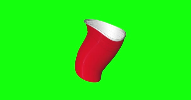 Animations Rouge Tasse Classique Fête Jetable Écran Vert Chroma Clé — Video