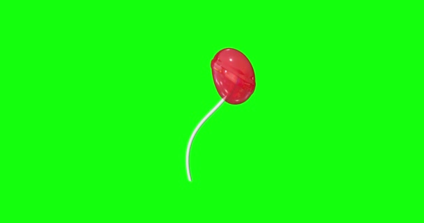 8アニメロリポップスティックキャンディーキッズパーティー緑の画面3Dクロマキー — ストック動画