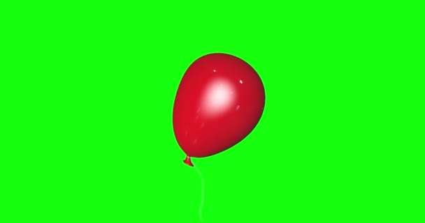 Animationen Roter Ballon Schwimmender Grüner Bildschirm Party Geburtstag Chroma Taste — Stockvideo