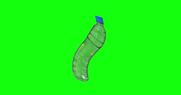 Animaciones Vacío Botella Plástico Verde Agua Pantalla Croma Key — Vídeos de Stock