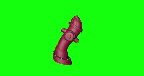 Různých Animací Červená Trubka Požární Hydrant Zelená Obrazovka Voda Nouzový — Stock video