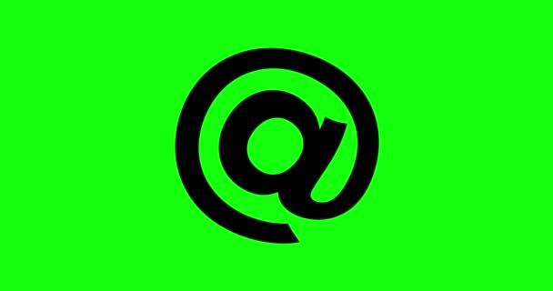 Animazioni Arroba Icona Segno Verde Schermo Email Simbolo Croma Chiave — Video Stock