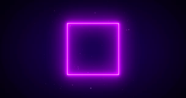 Abstraktes Neonrosa Licht Ultravioletten Rahmen Quadratischen Hintergrund Leuchtenden Banner Animation — Stockvideo