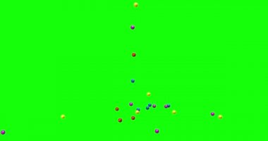 Renkli bilardo topları camlar yeşil ekran krom anahtarı 3d