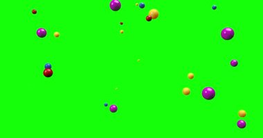 Renkli bilardo topları camlar yeşil ekran krom anahtarı 3d