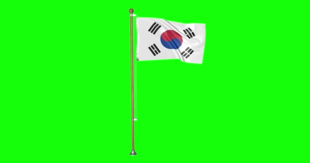 Πράσινη Οθόνη Hiper Ρεαλιστική Σημαία Βρόχο Της Νότιας Κορέας Πόλο — Αρχείο Βίντεο