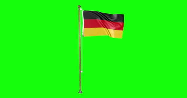 Green Screen Hiper Realistische Schleifenfahne Von Deutschland Mit Fahnenmast Weht — Stockvideo