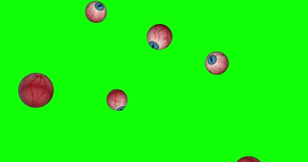 青い目人間のガラスモデル3D落下緑の画面のアニメーション3D — ストック動画