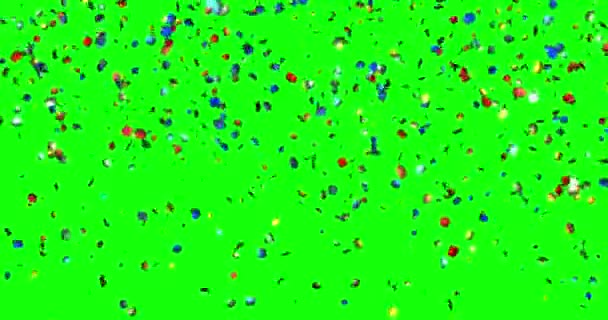 Sokszínű Confetti Születésnapi Party Ünneplés Alá Zöld Képernyő Animáció — Stock videók