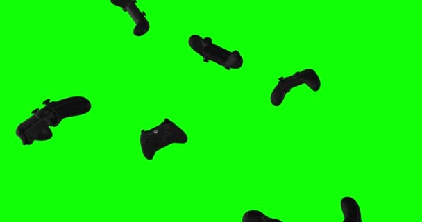 XboxコントローラゲームコントローラジョイスティックコントローラXbox落下ビデオゲームジョイスティックXbox緑の画面ビデオゲーム緑の画面ジョイスティック緑の画面Xboxアニメーション3D — ストック動画