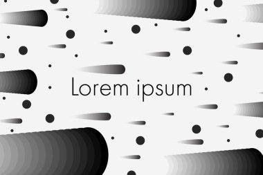 Sunum şablonu, broşür, poster, el ilanı, fon tasarımı için şekil ve daire arkaplanı gibi siyah ve beyaz kuyruklu yıldız.