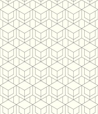 Açık sarı arkaplanda kusursuz geometrik altıgen desen. Doğrusal doku tasarımını tekrarla.