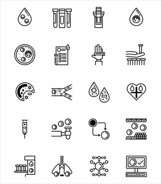 20 klinik hematoloji laboratuvarı ana hatları simgesi seti.