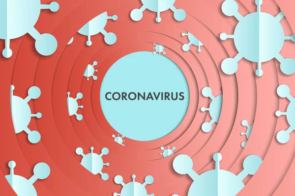 Estilo Arte Capa Papel Coronavirus Azul Claro Fondo Patrón Círculo — Archivo Imágenes Vectoriales